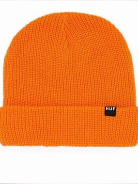 Huf Orange Ribbed Knit Beanie Cap